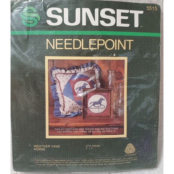 VTG 1988 Sunset Weather Vane Horse Needlepoint Kit 5515Counted Cross Stitch Kit - Picture 1 of 9